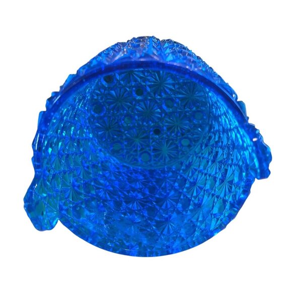 Vtg Fenton Daisy & Button Blue Pressed Glass Candy Jar Missing Lid Decorative Ac - Picture 3 of 4